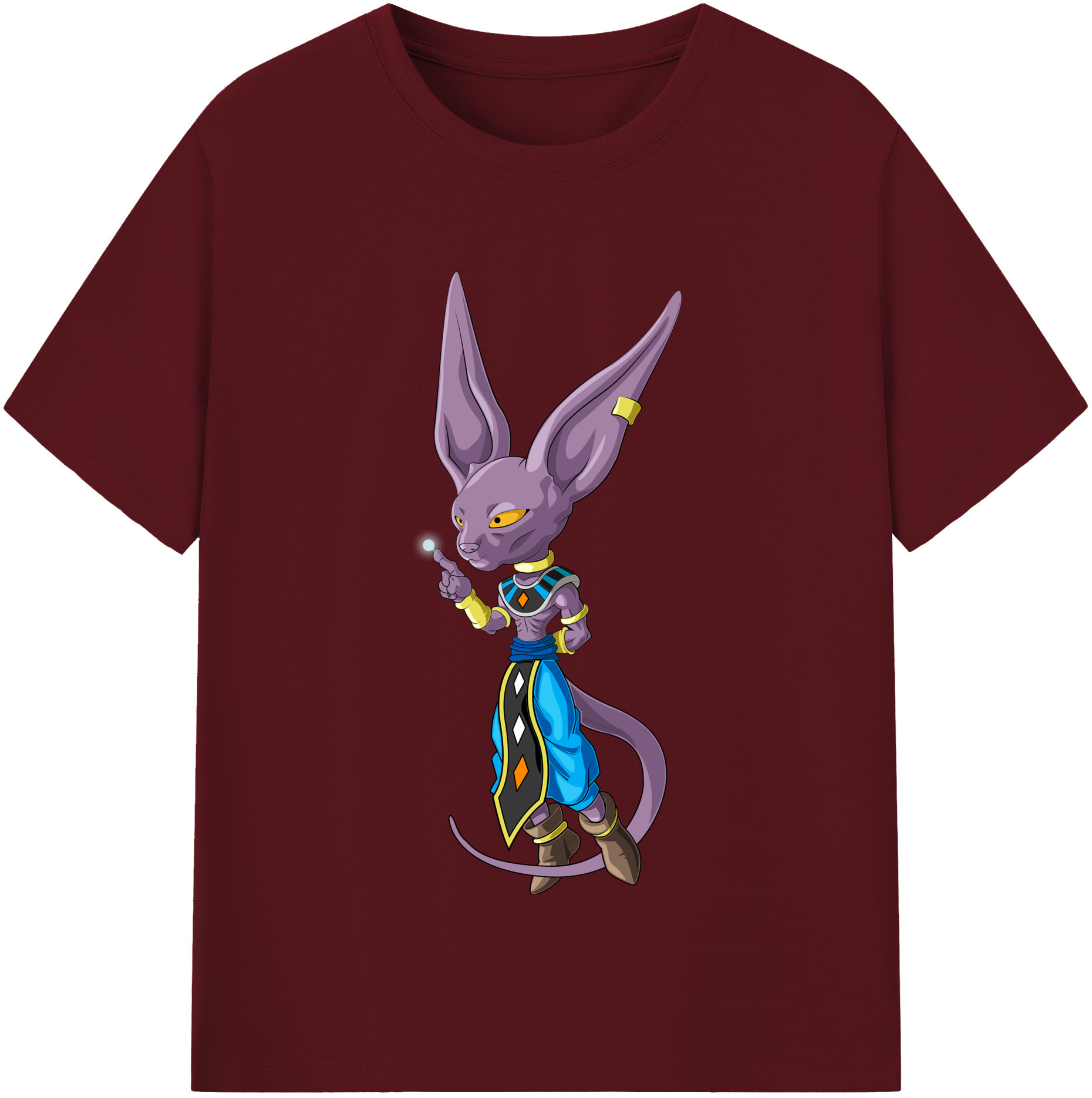 （画像用） ドラゴンボール ビルス 破壊神ビルス DRAGON BALL Beerus Birusu 綿100％半袖Tシャツ（フロントプリント）
